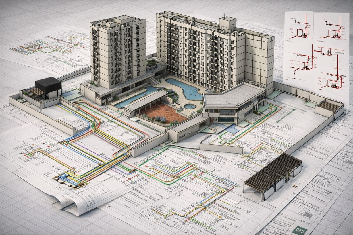 Coordinated MEP BIM model and building systems documentation for Bella Ocean