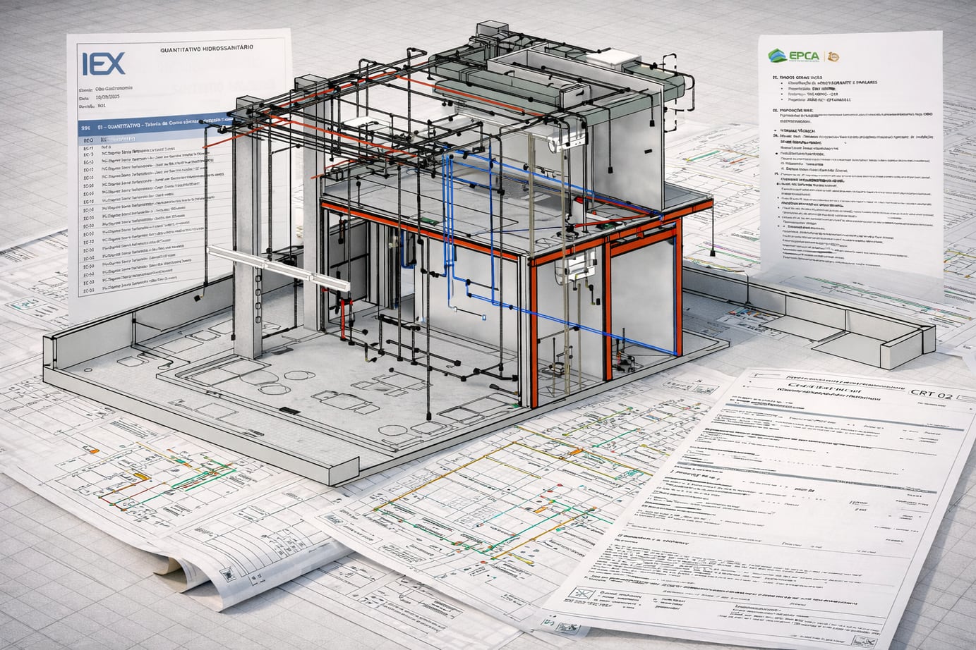 Coordinated Revit model and engineering documents for Cibo Gastronomia